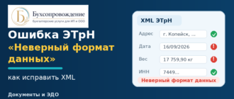 Ошибка ЭТрН Неверный формат данных — как исправить XML